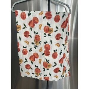 Red Rover Muslin Swaddle Blanket Baby Peach Fruit Print Cotton Lightweight
